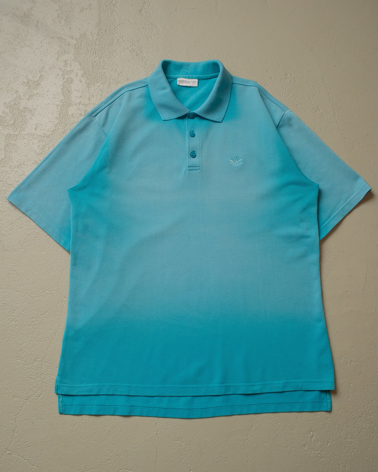 90s Sunfaded Adidas Polo Shirt blue - XL