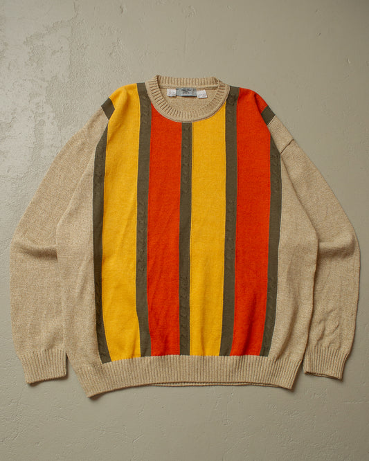 2000s Roger Kent striped Knit Sweater beige - XXL