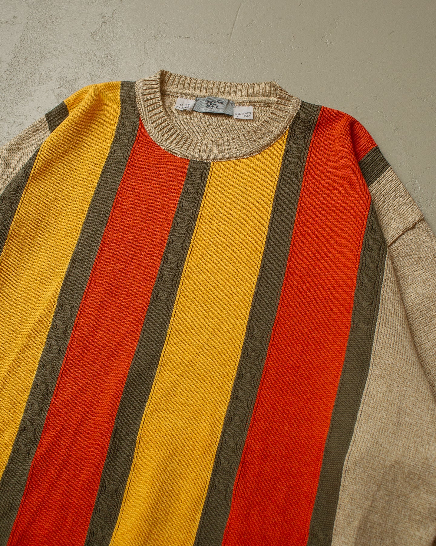 2000s Roger Kent striped Knit Sweater beige - XXL