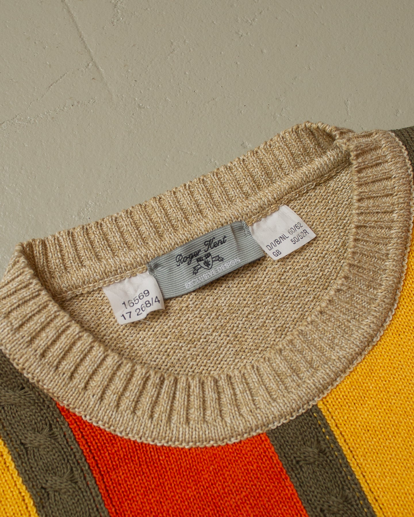 2000s Roger Kent striped Knit Sweater beige - XXL