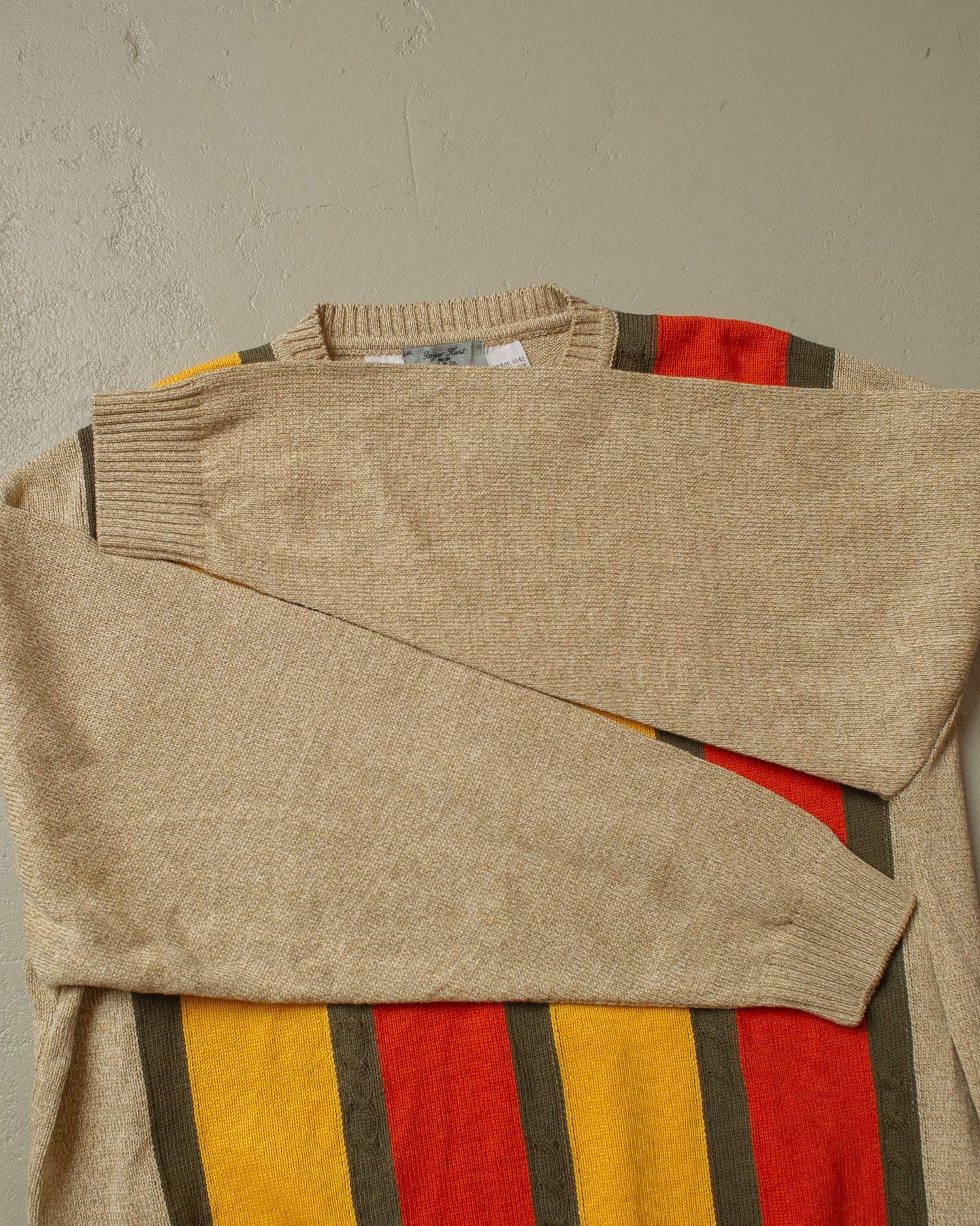 2000s Roger Kent striped Knit Sweater beige - XXL