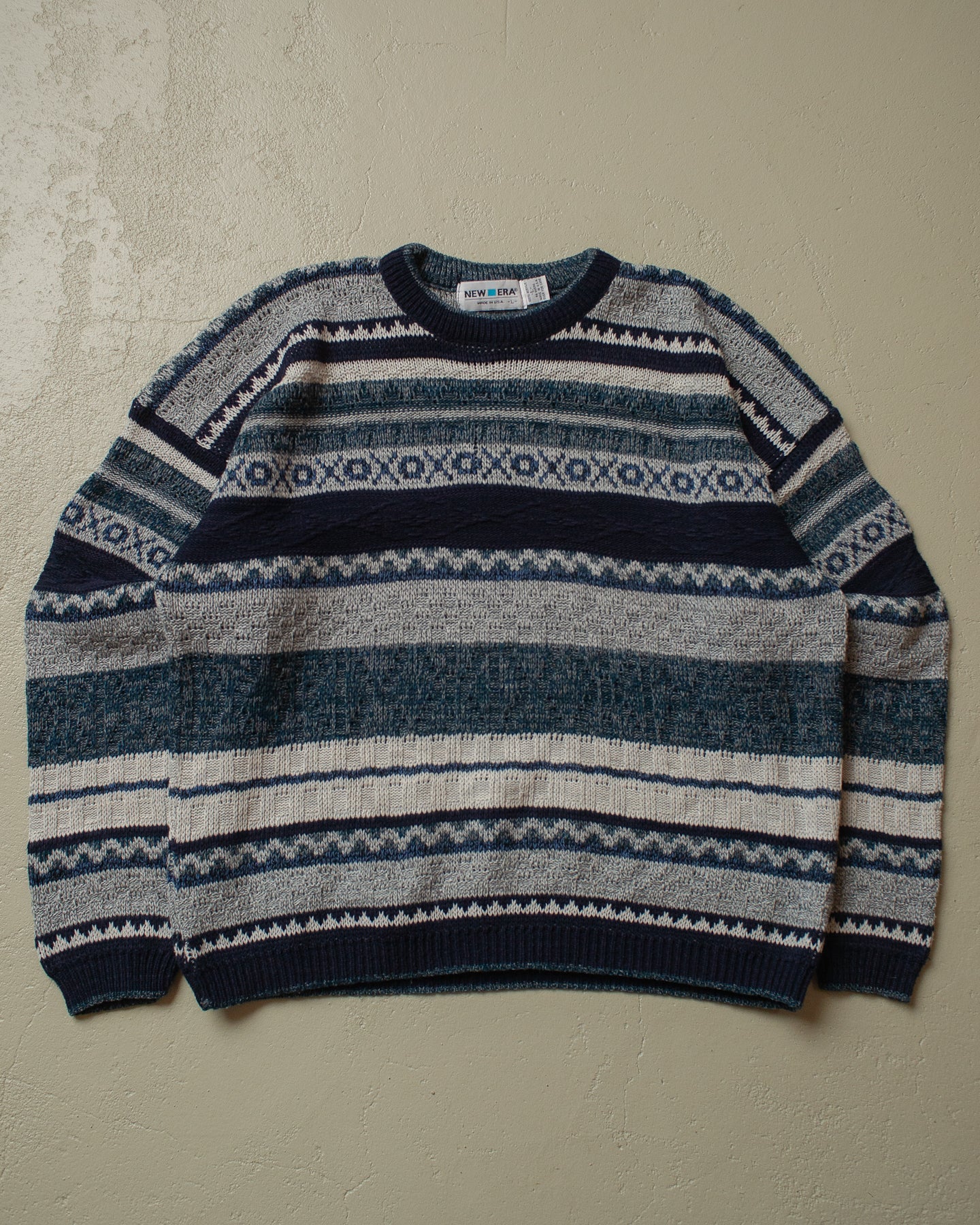 90s New Era striped Knit blue - M/L