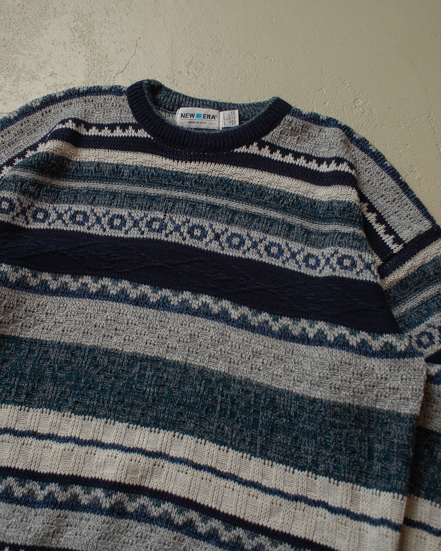 90s New Era striped Knit blue - M/L