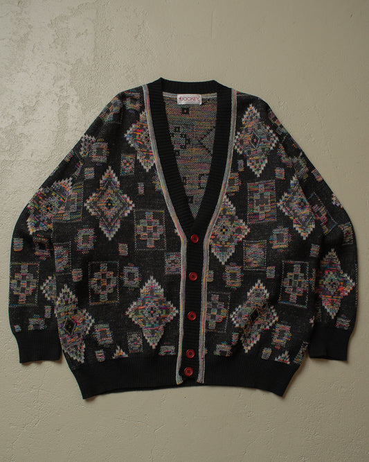 90s Jockey Crazy Pattern Knit Cardigan multi - XL/XXL