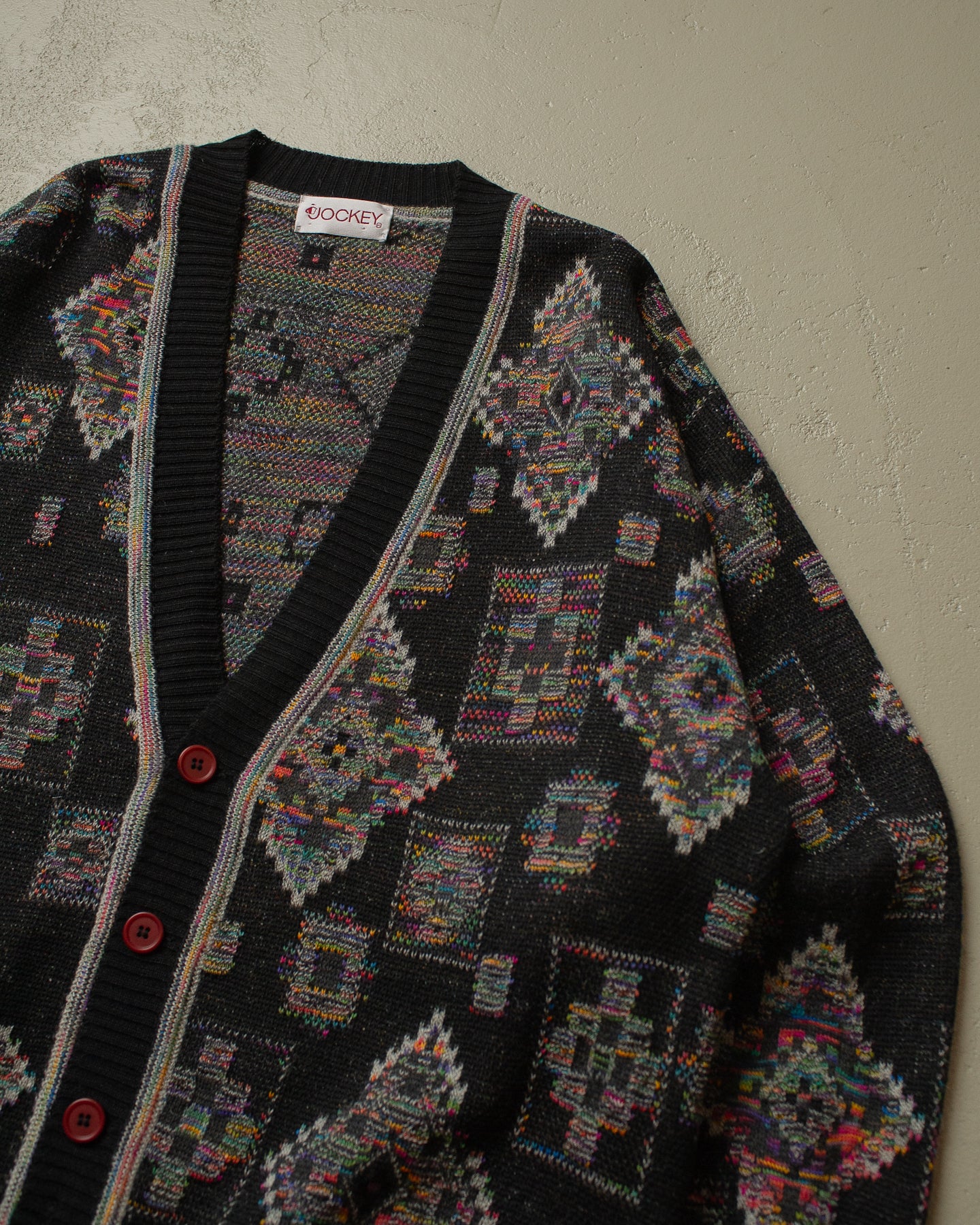 90s Jockey Crazy Pattern Knit Cardigan multi - XL/XXL