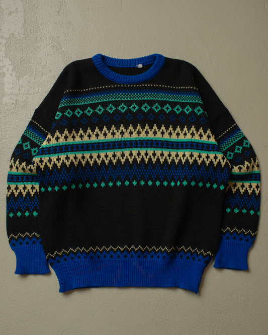 80s Crazy Pattern Knit Sweater multi - L