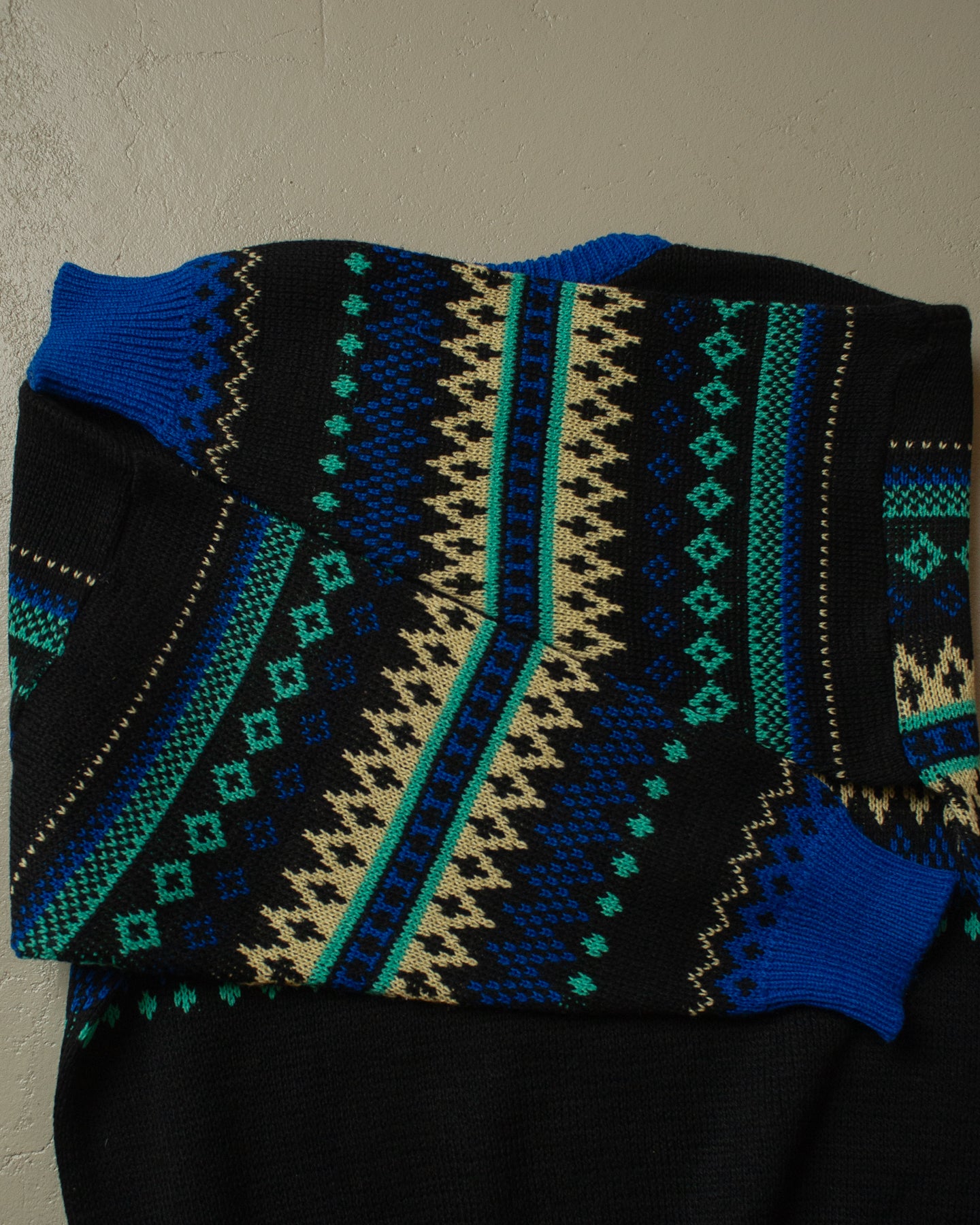 80s Crazy Pattern Knit Sweater multi - L