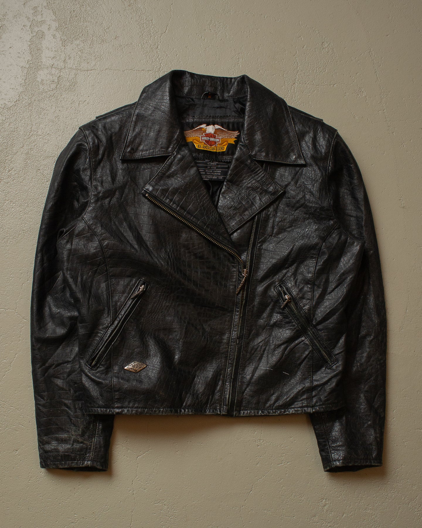 90s Womens Harley Davidson Leather Jacket black - M/L