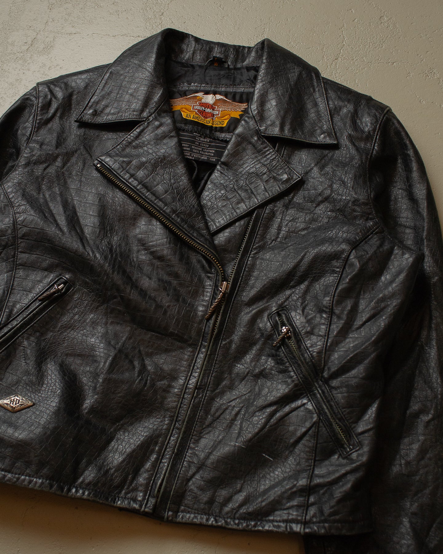 90s Womens Harley Davidson Leather Jacket black - M/L