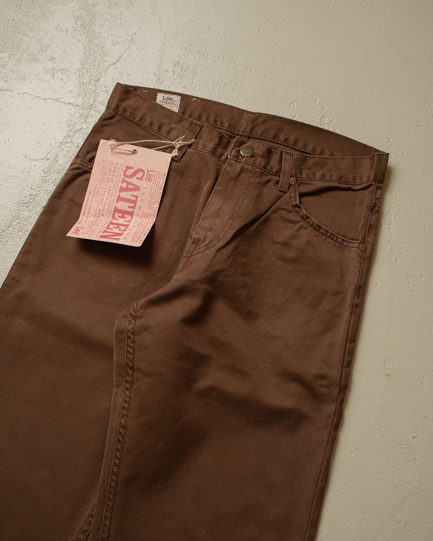 80s/90s Deadstock Lee Sateen Westerner Pants brown - 30