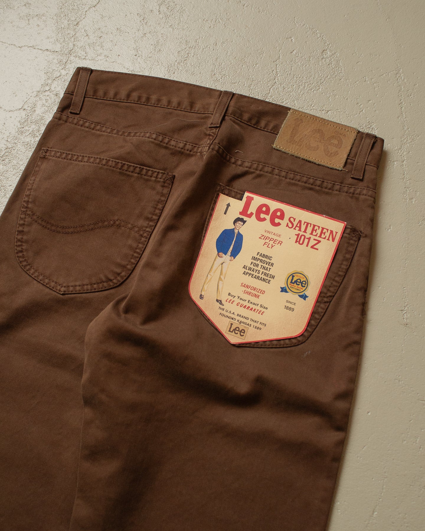 80s/90s Deadstock Lee Sateen Westerner Pants brown - 30