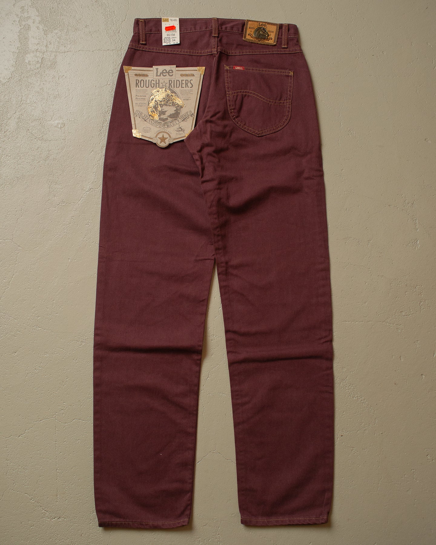 80s/90s Deadstock Lee Rough Riders Pants burgundy - 30x34