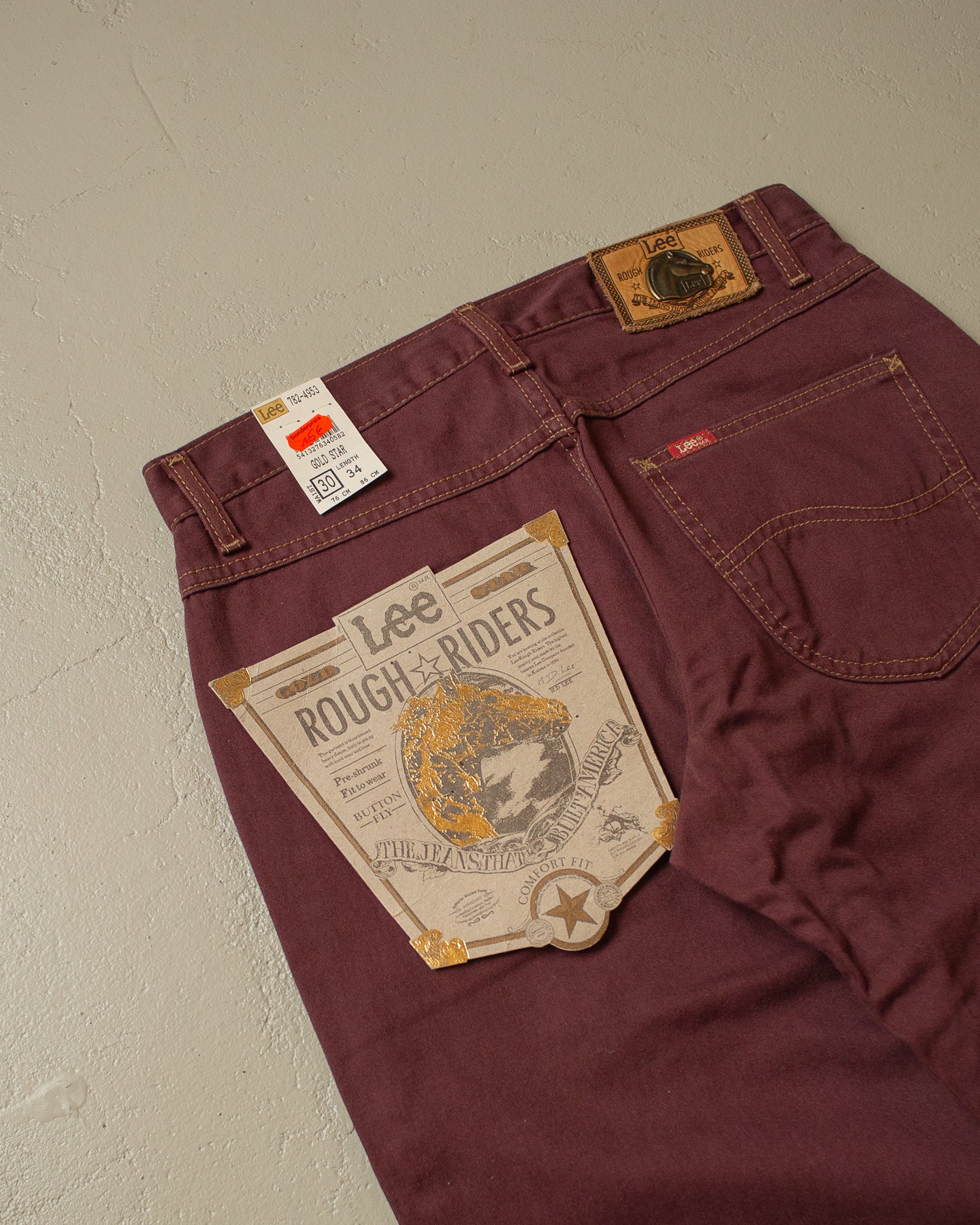 80s/90s Deadstock Lee Rough Riders Pants burgundy - 30x34