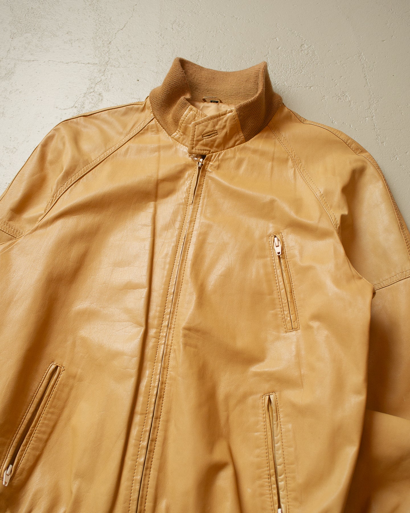 80s Light Leather Jacket brown - M