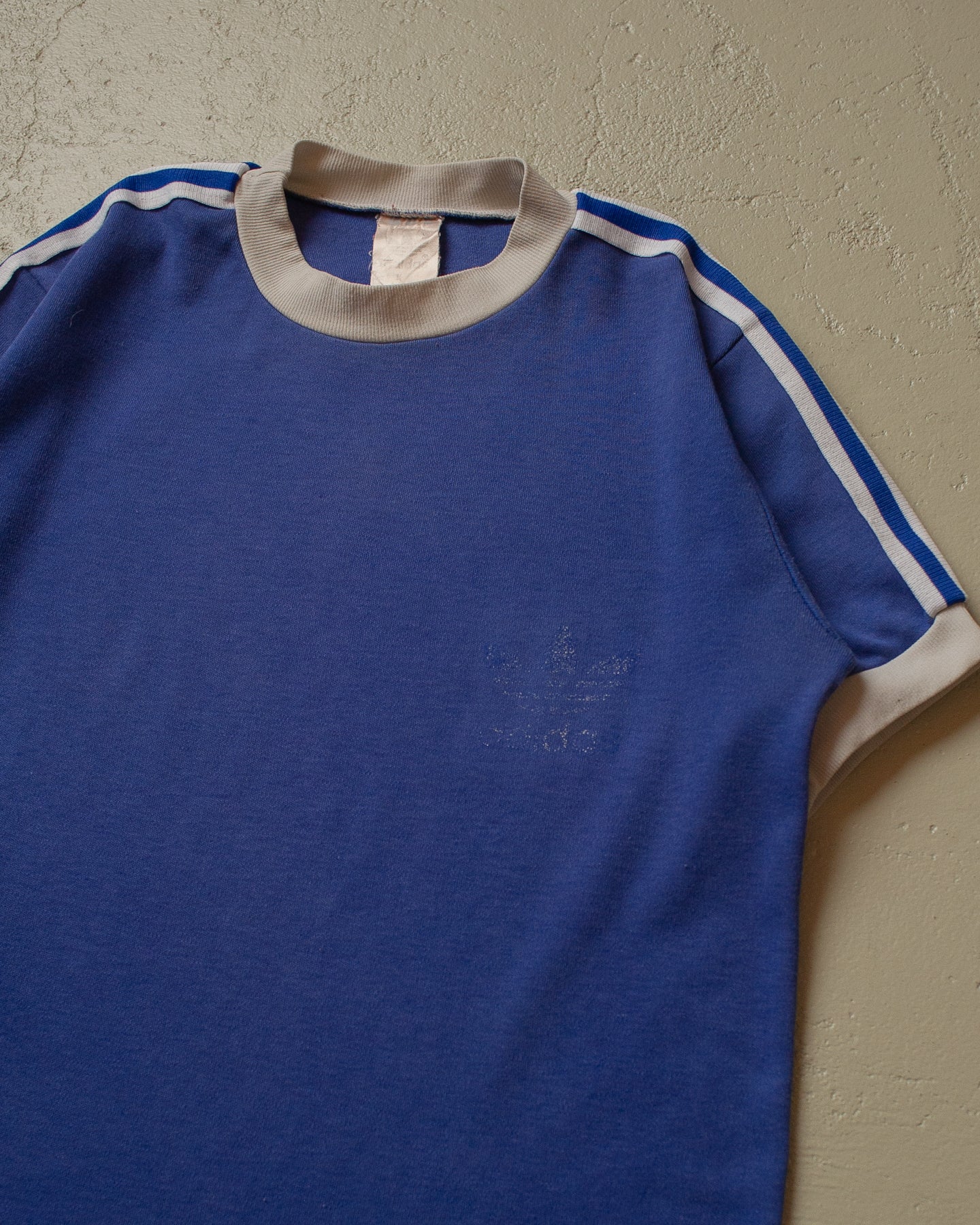 80s faded Adidas Ringer T-shirt blue - XS/S