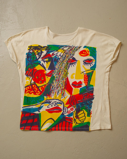 80s Art T-shirt creme - L