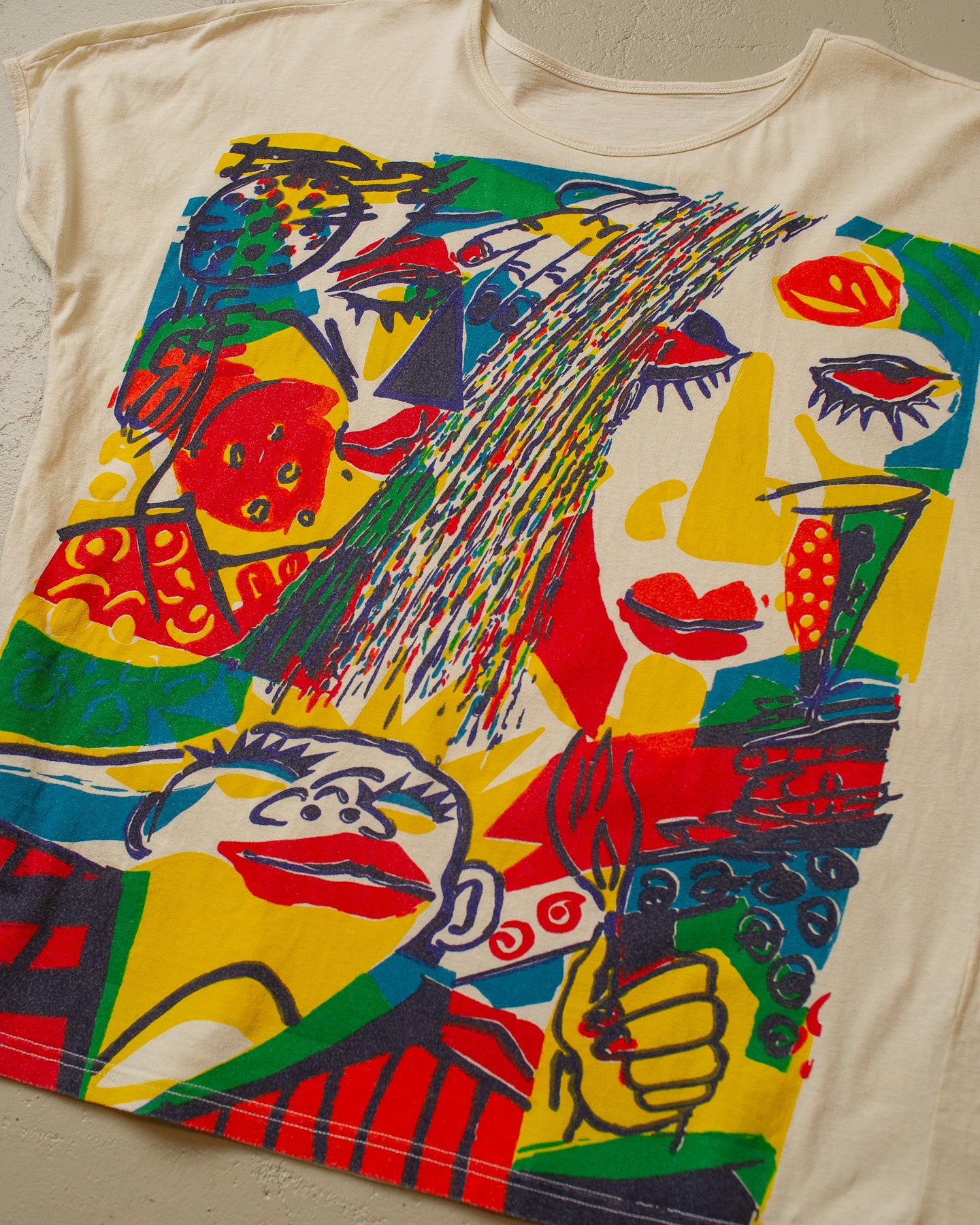 80s Art T-shirt creme - L