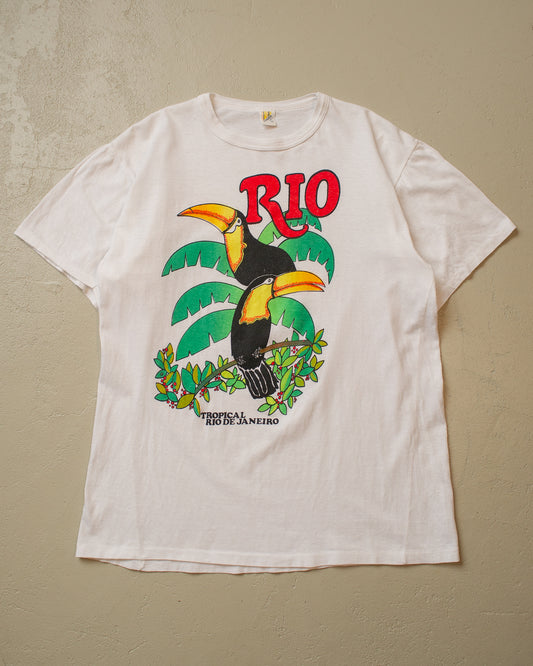 80s Rio de Janeiro Parrot T-shirt white - M/L