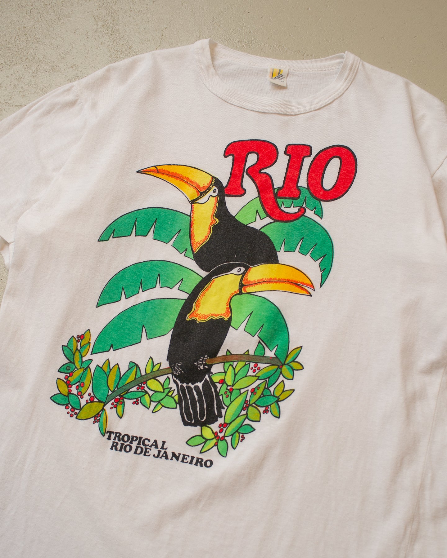 80s Rio de Janeiro Parrot T-shirt white - M/L