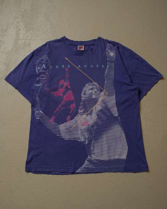 90s Nike Andre Agassi All Over Print T-shirt purple - XL