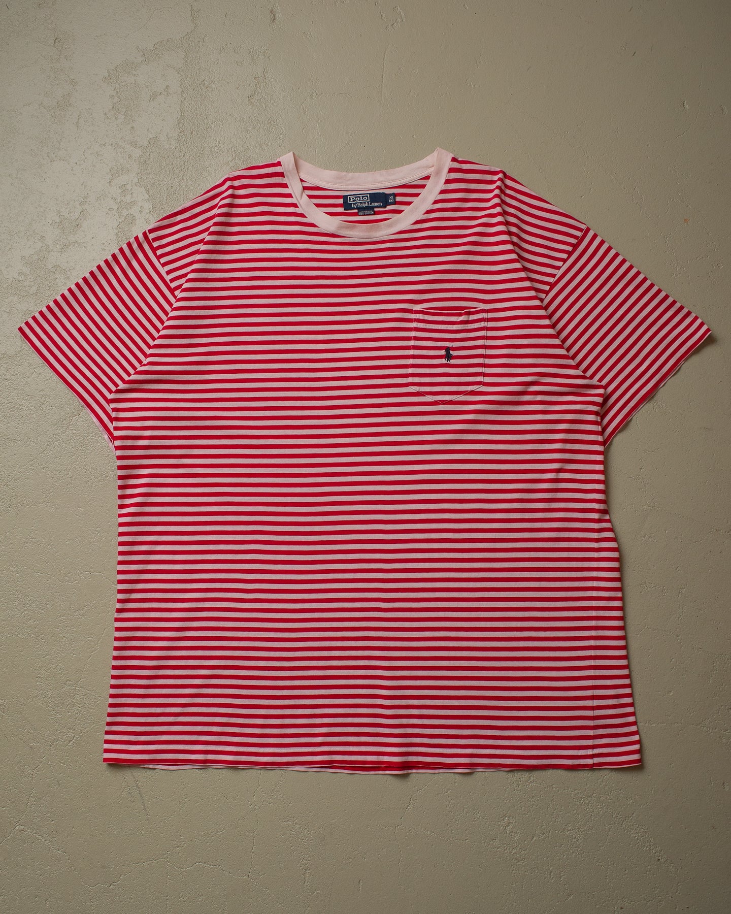 90s Polo Ralph Lauren striped Pocket T-shirt red - XXL/XXXL