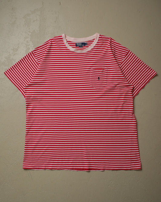 90s Polo Ralph Lauren striped Pocket T-shirt red - XXL/XXXL