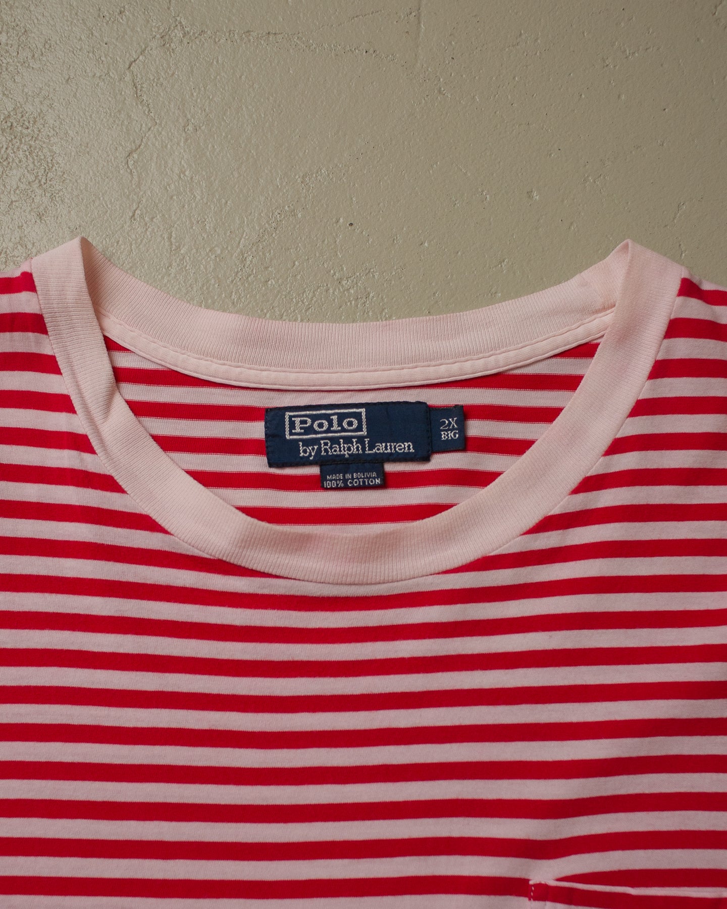 90s Polo Ralph Lauren striped Pocket T-shirt red - XXL/XXXL