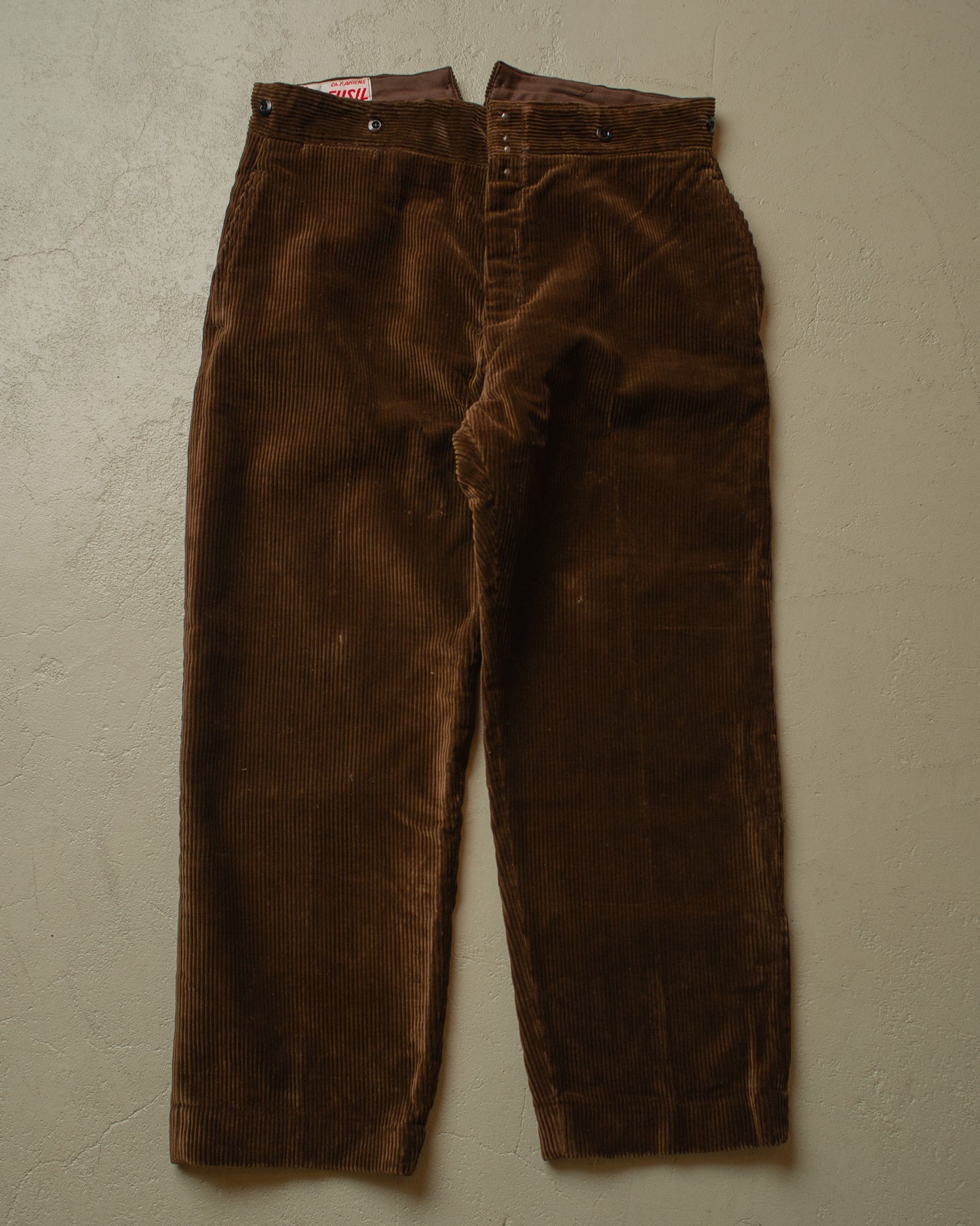 1930s "Au Fusil" French Corduroy Workwear Pants brown - W36 L29