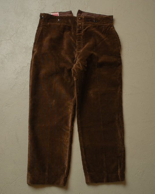 1930s "Au Fusil" French Corduroy Workwear Pants brown - W36 L29