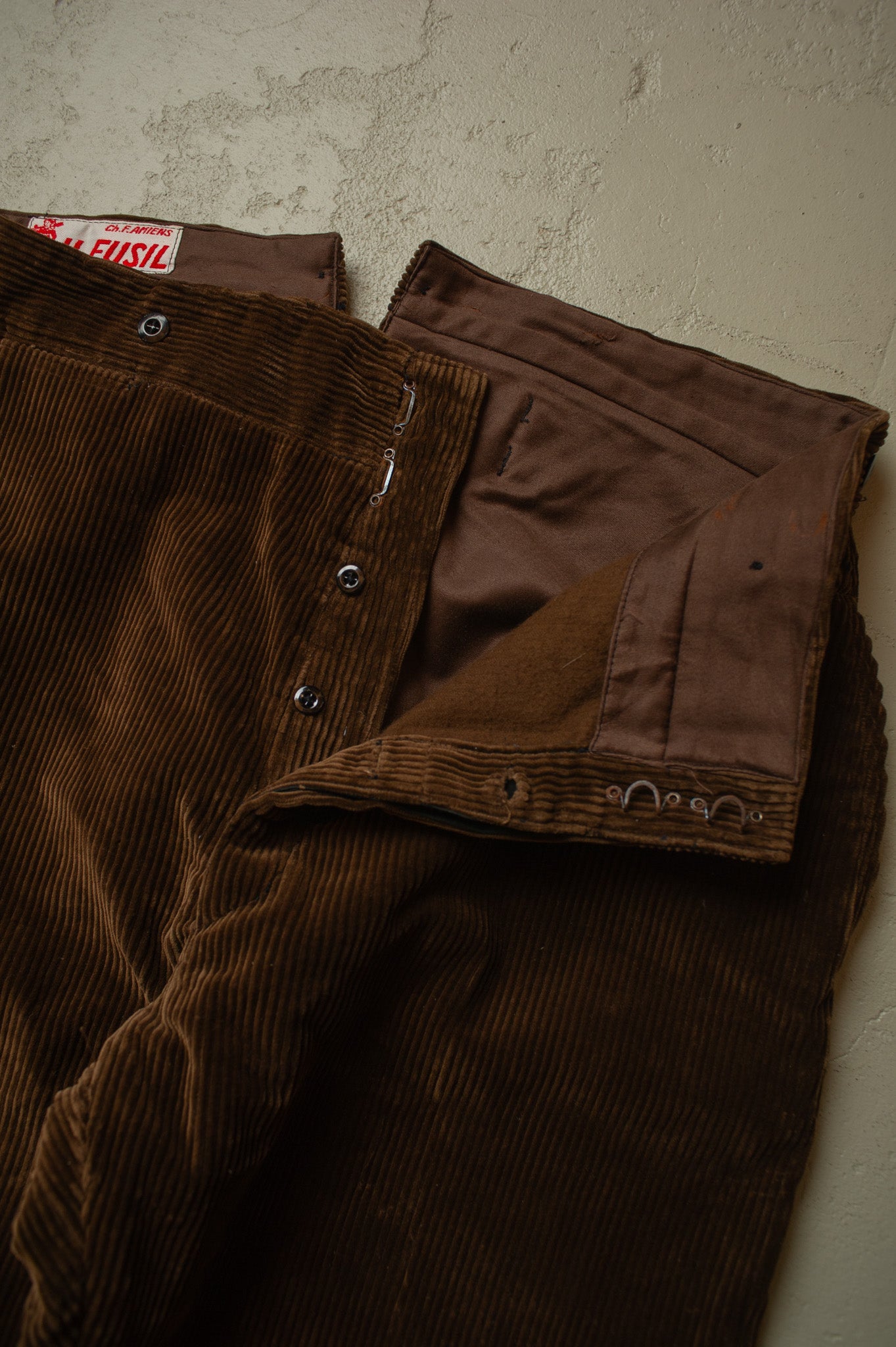 1930s "Au Fusil" French Corduroy Workwear Pants brown - W36 L29