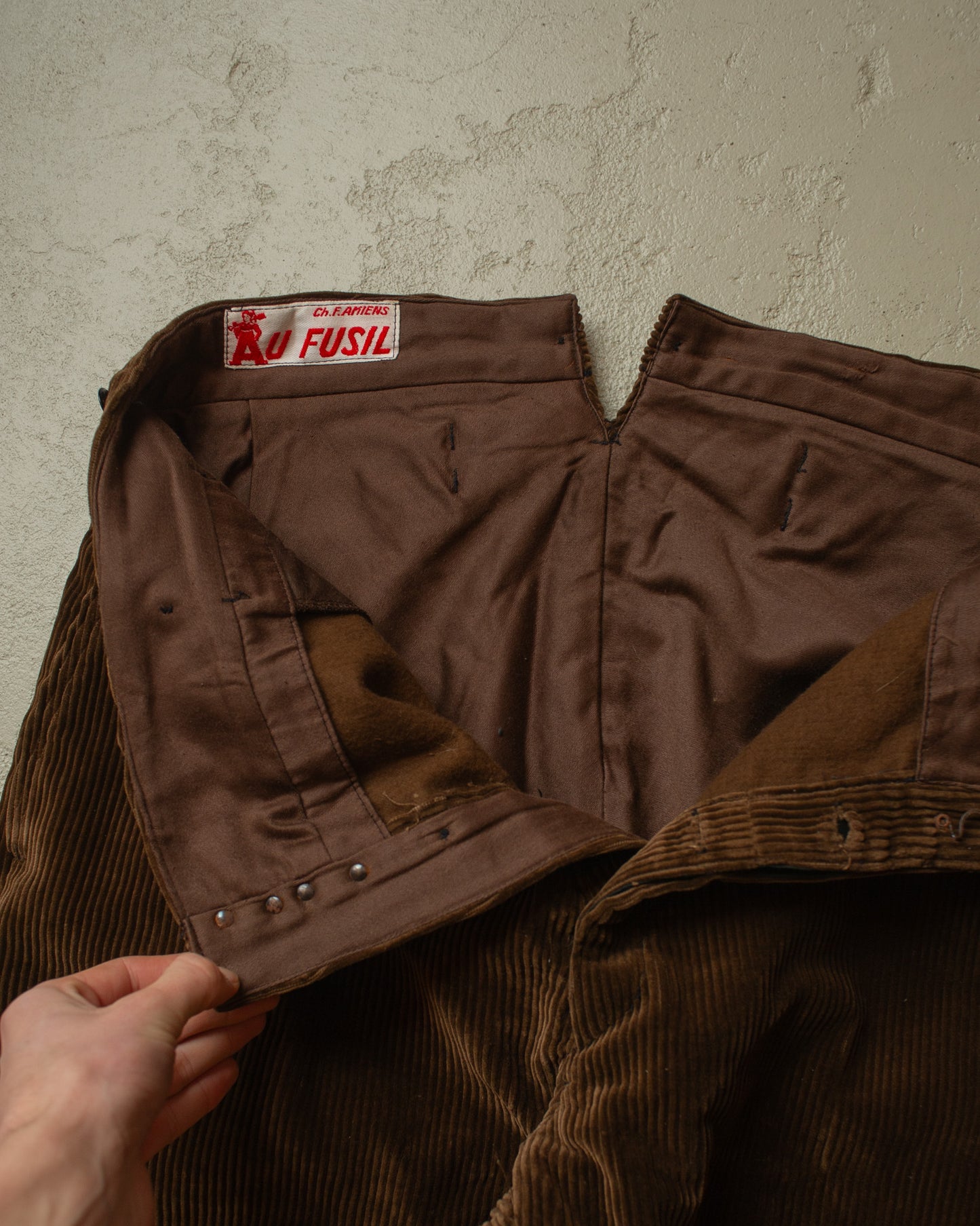 1930s "Au Fusil" French Corduroy Workwear Pants brown - W36 L29