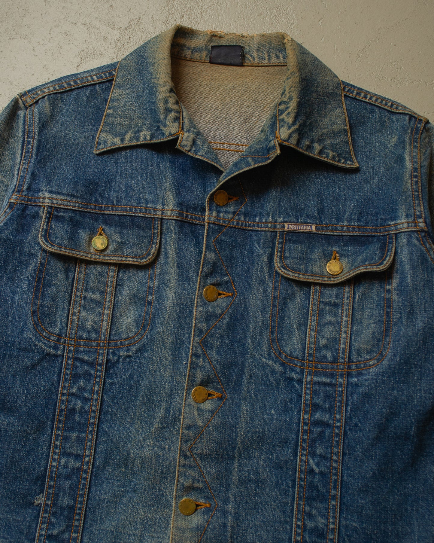 1980s Brittania Faded Denim Jacket blue - M/L