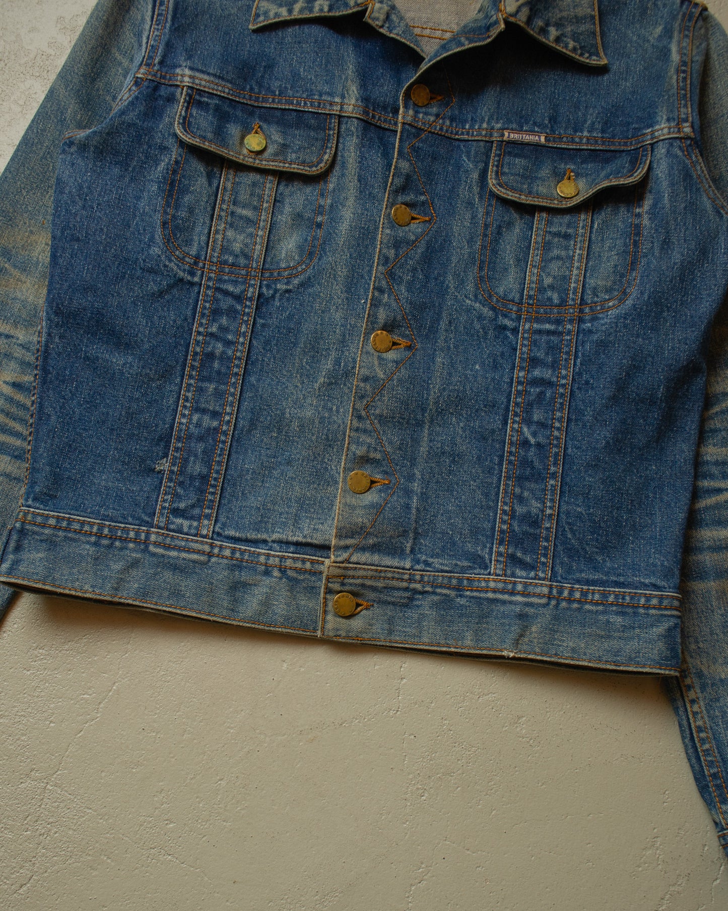 1980s Brittania Faded Denim Jacket blue - M/L