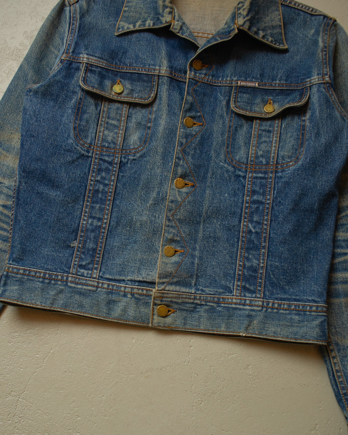 1980s Brittania Faded Denim Jacket blue - M/L