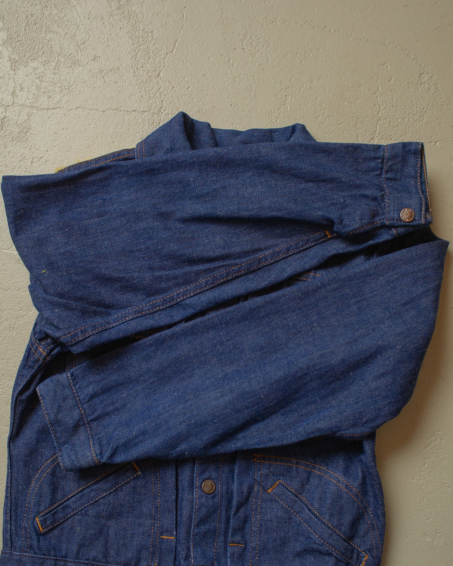 1970s Selvedge Embroidered Denim Jacket blue - XS/S