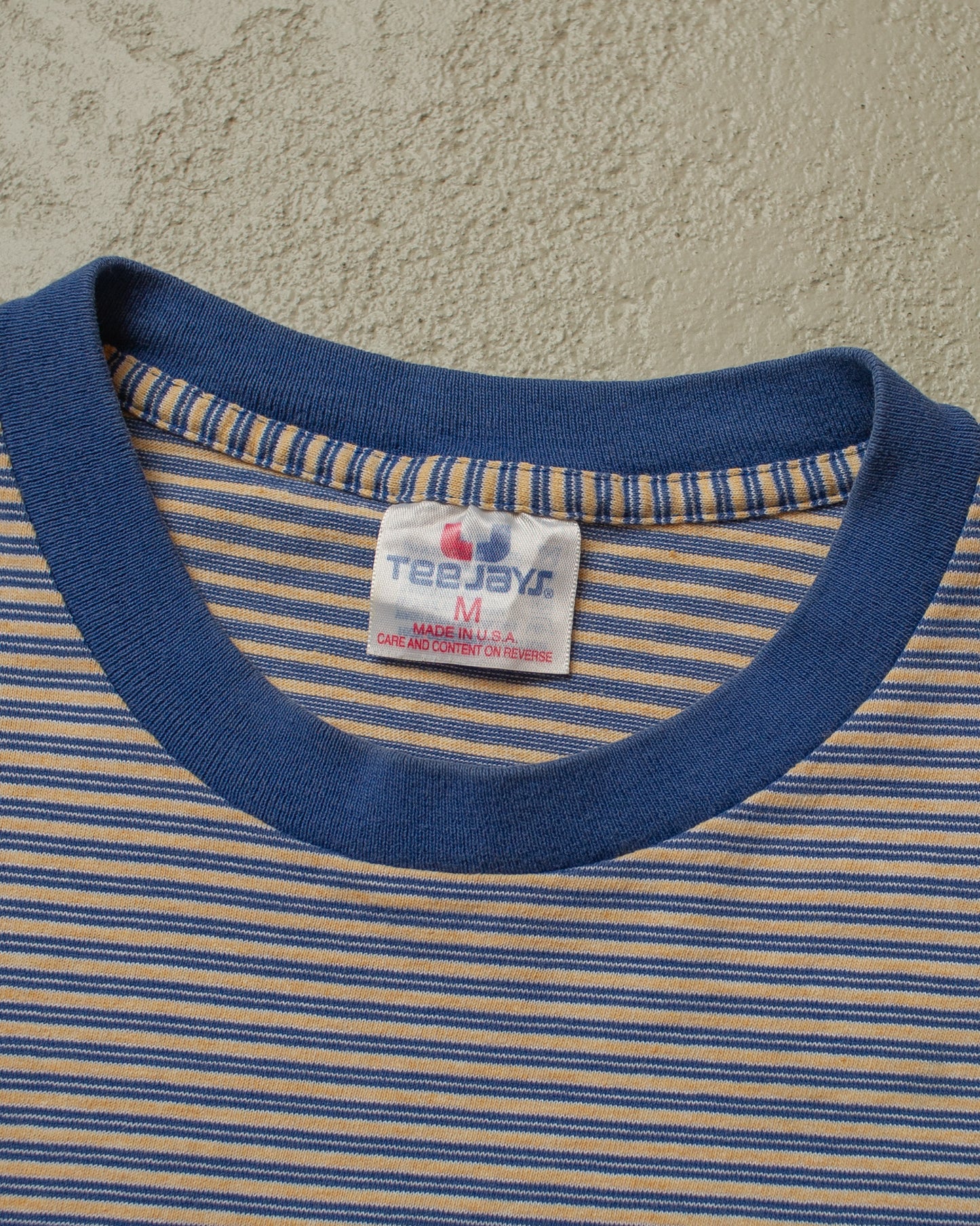 1990s striped T-shirt blue/beige - M
