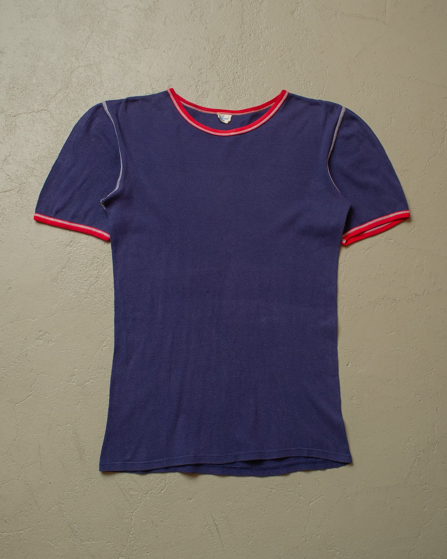 1970s Schiesser RInger Undershirt navyblue - M/L
