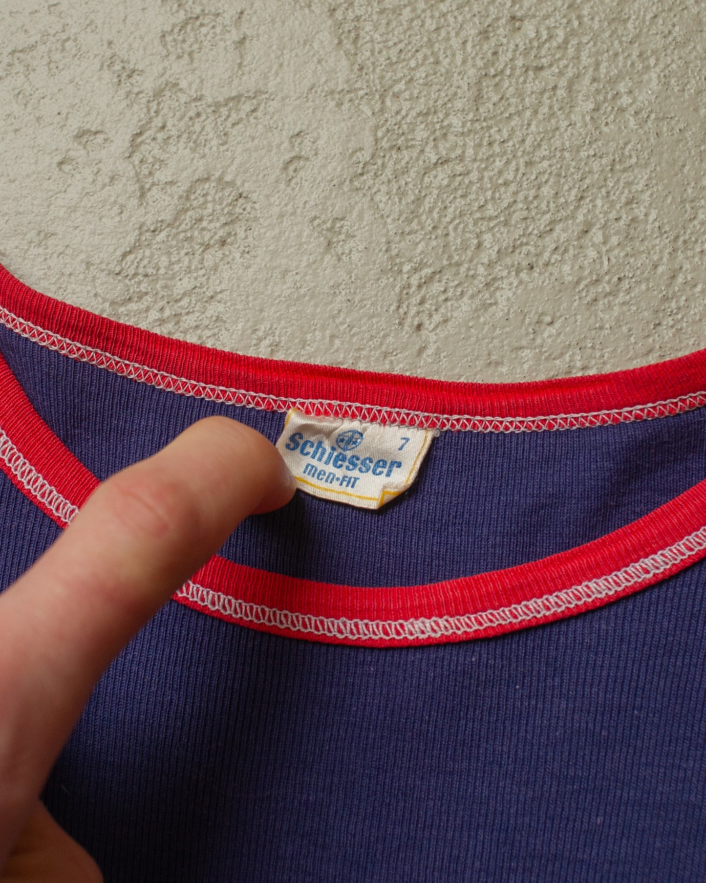 1970s Schiesser RInger Undershirt navyblue - M/L