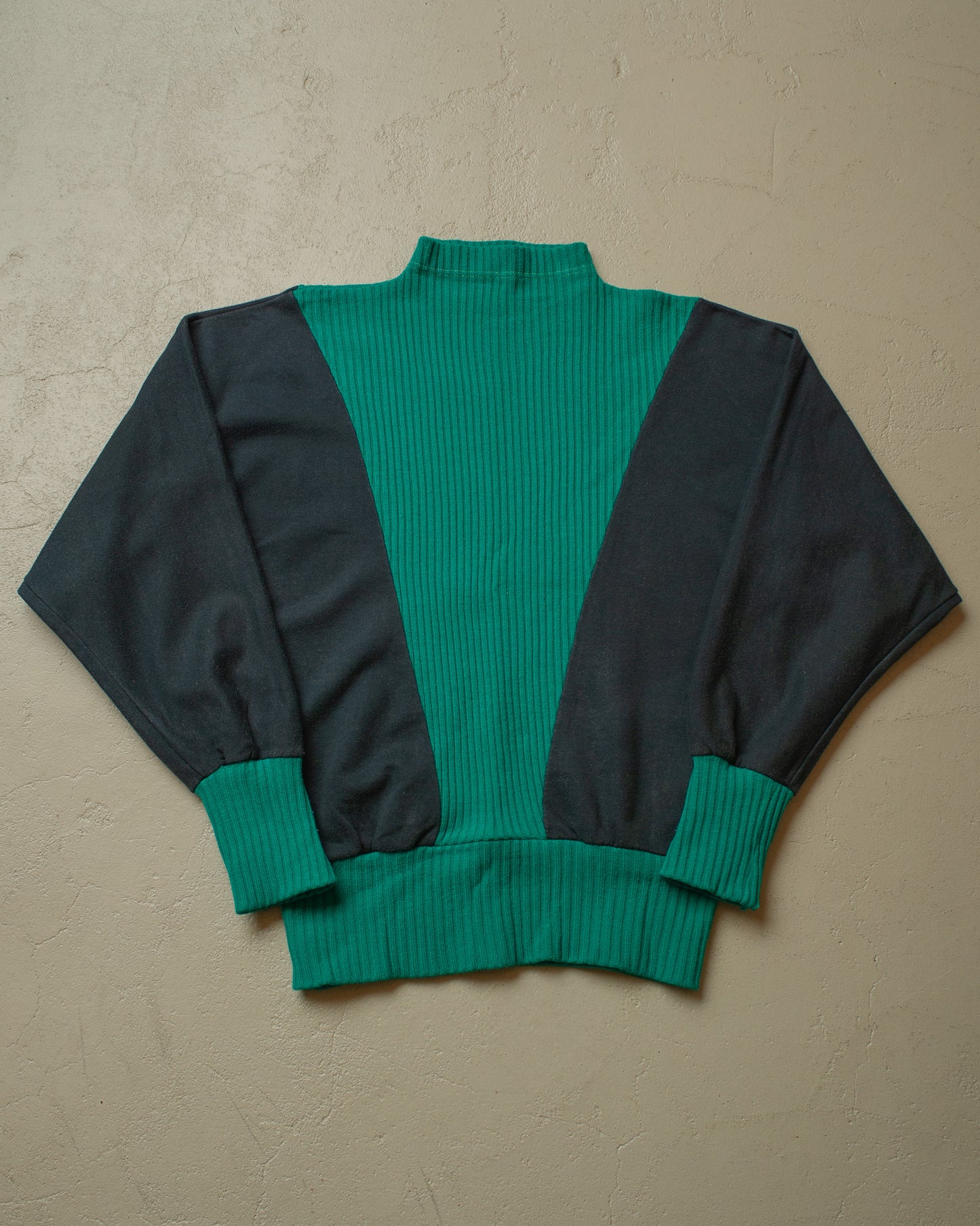 1980s Colorblock Batwing Sweatshirt black/green - XL