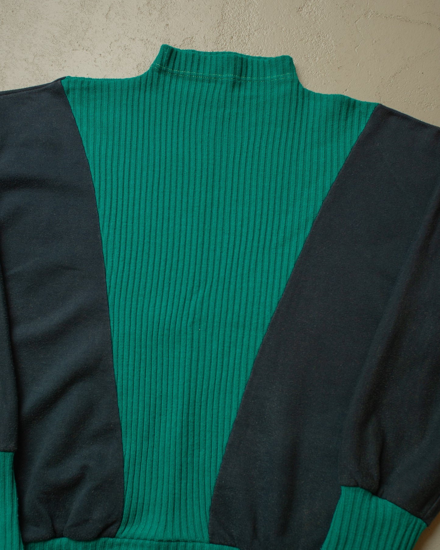 1980s Colorblock Batwing Sweatshirt black/green - XL