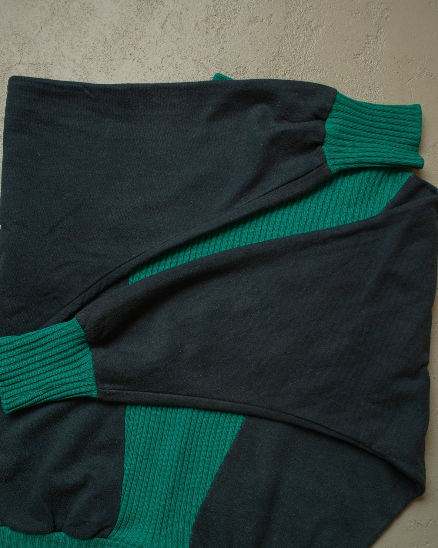 1980s Colorblock Batwing Sweatshirt black/green - XL