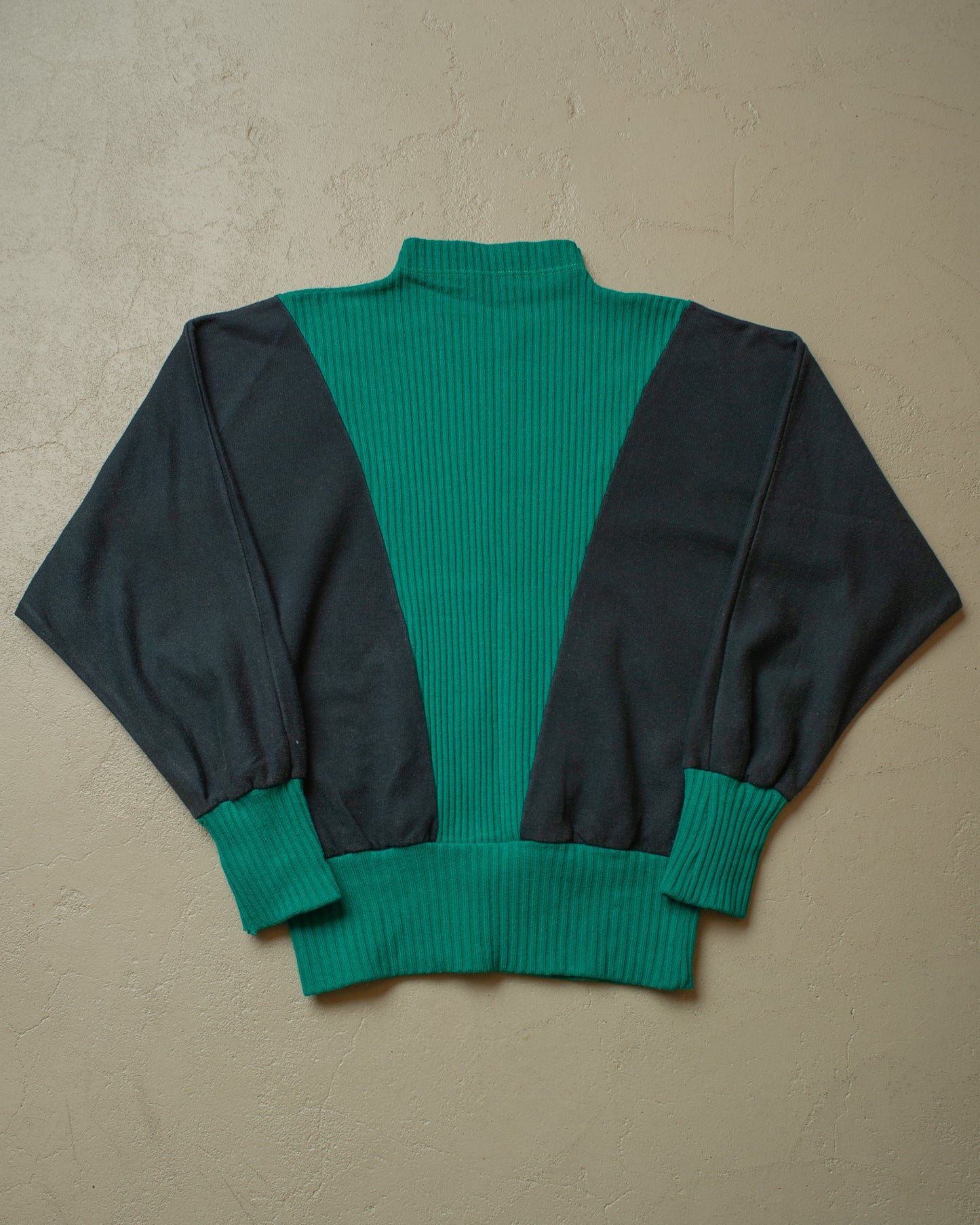 1980s Colorblock Batwing Sweatshirt black/green - XL