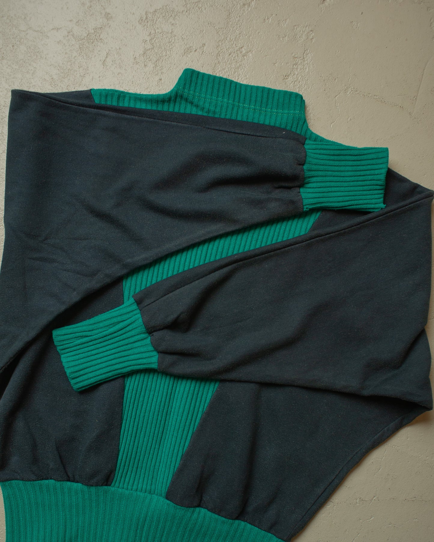 1980s Colorblock Batwing Sweatshirt black/green - XL