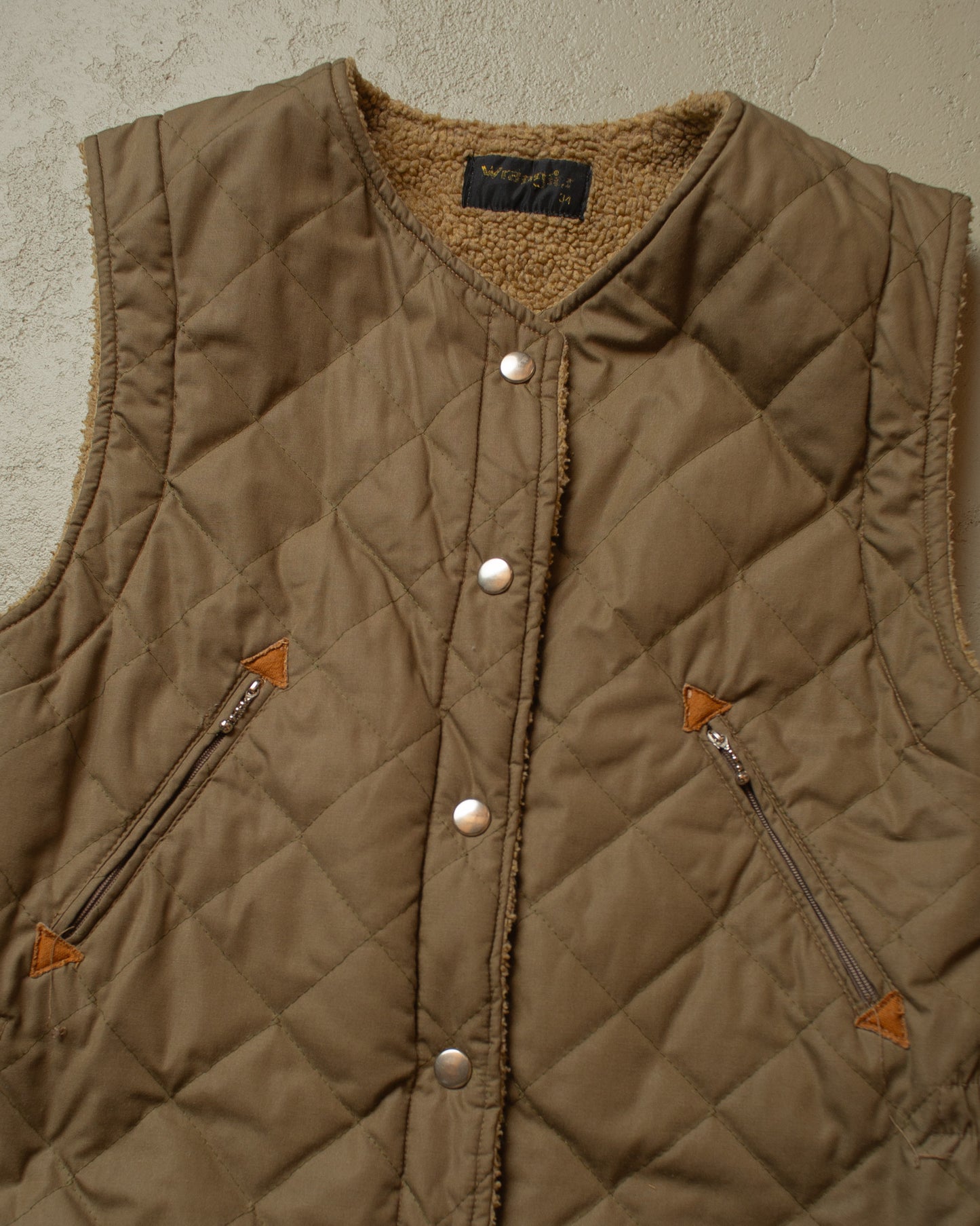 1970s/80s Womens Wrangler Quilted Vest brown - S