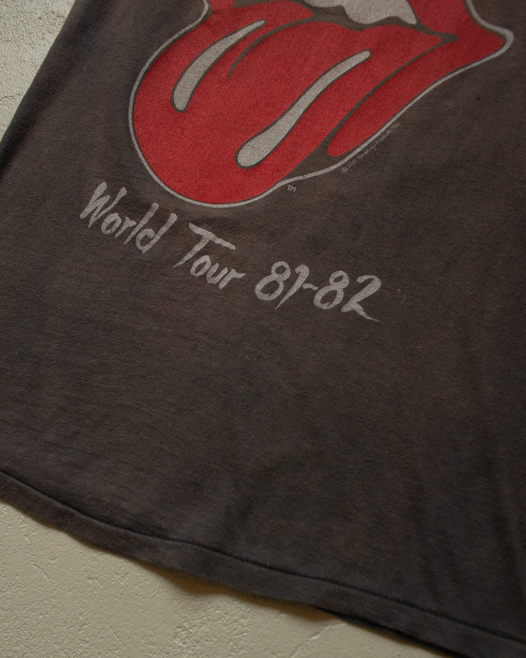 thrashed 1982 Rolling Stones World Tour T-shirt faded black - S