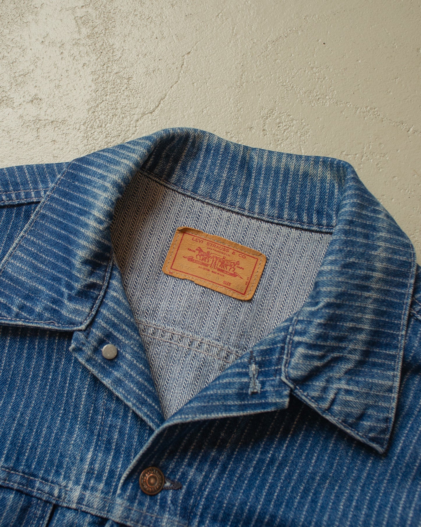 1980s Levi´s Type 3 Pinstriped Denim Jacket blue - XL