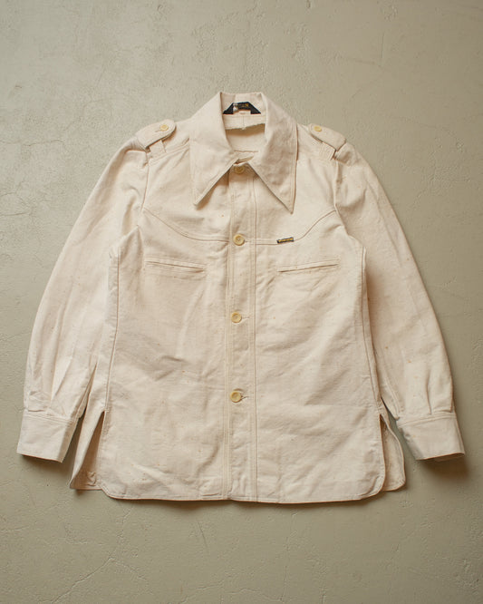1970s Wrangler Denim Shirt Jacket creme/white - M/L