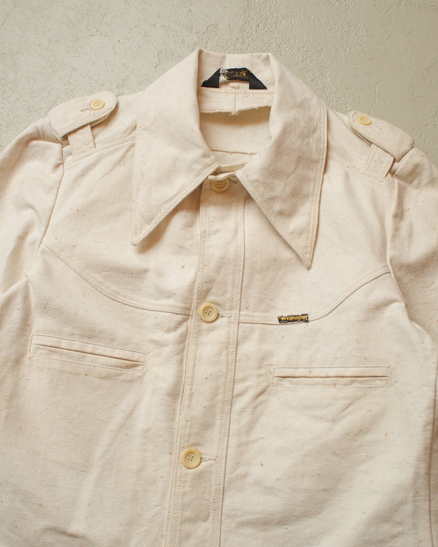 1970s Wrangler Denim Shirt Jacket creme/white - M/L