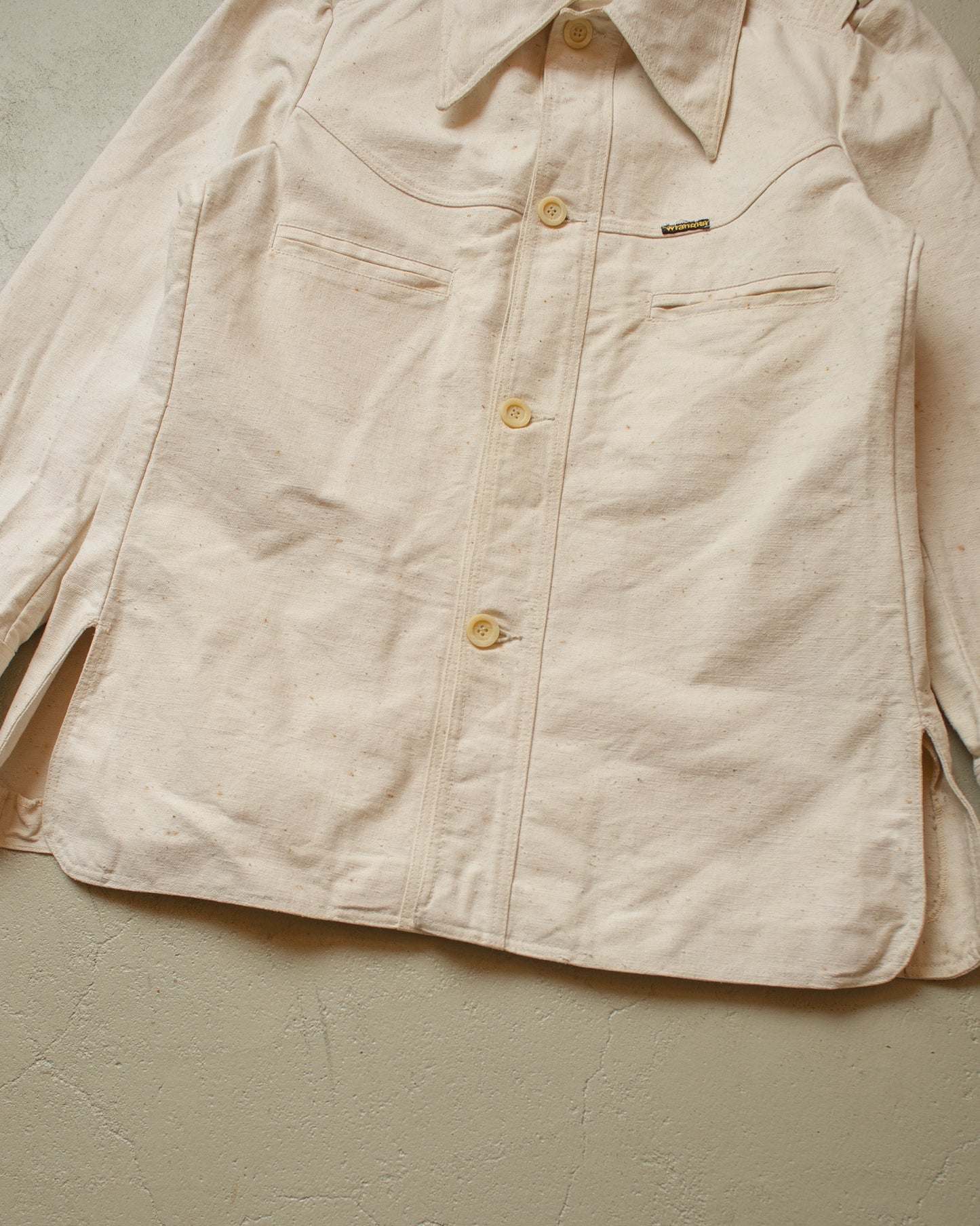1970s Wrangler Denim Shirt Jacket creme/white - M/L