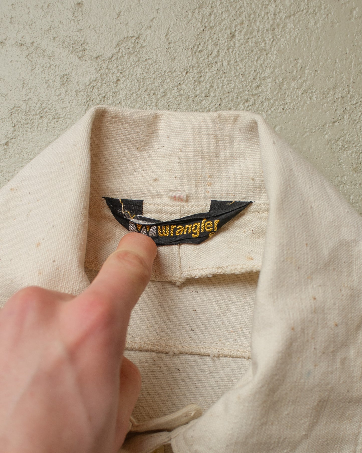 1970s Wrangler Denim Shirt Jacket creme/white - M/L